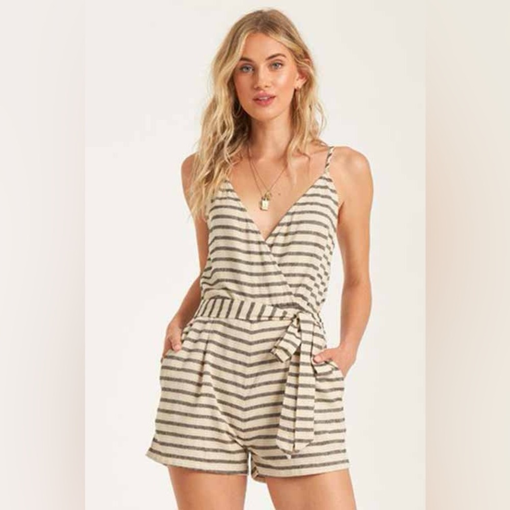 Billabong Linger On Striped Belted Romper